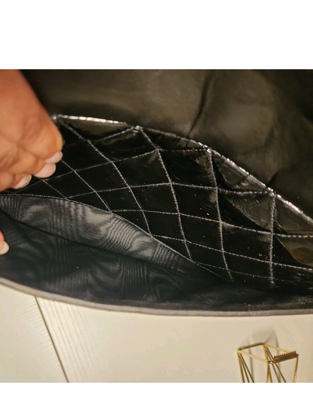 Authentic Vintage Chanel Black Quilted Patent Leather Bag - Picture 16 of 16